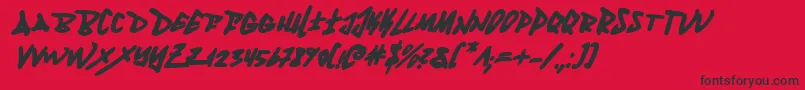 Weitere Informationen zur FantomBoldItalic-Schriftart FantomBoldItalic-Schriftart – Schwarze Schriften auf rotem Hintergrund