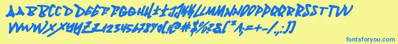 FantomBoldItalic Font – Blue Fonts on Yellow Background