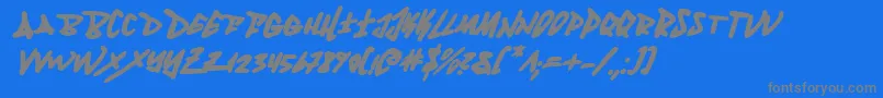 FantomBoldItalic-Schriftart – Graue Schriften auf blauem Hintergrund