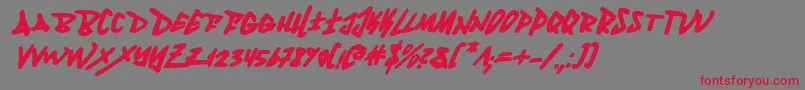 FantomBoldItalic-Schriftart – Rote Schriften auf grauem Hintergrund