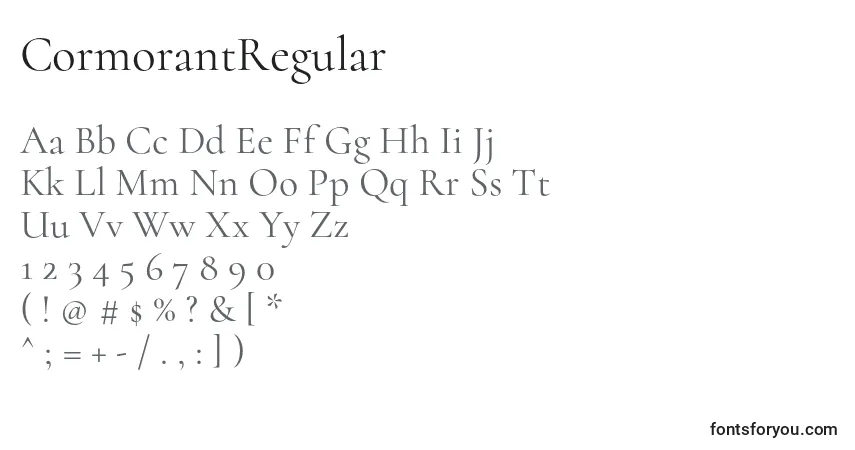 Czcionka CormorantRegular – alfabet, cyfry, specjalne znaki