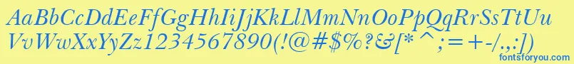 BaskervilleItalicWin95bt Font – Blue Fonts on Yellow Background