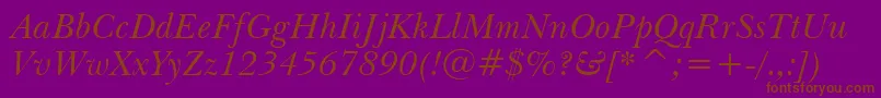 BaskervilleItalicWin95bt Font – Brown Fonts on Purple Background