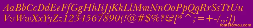 BaskervilleItalicWin95bt Font – Orange Fonts on Purple Background