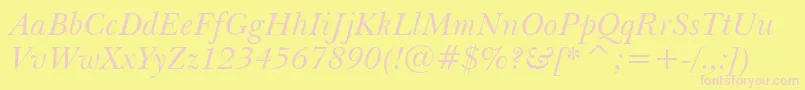 BaskervilleItalicWin95bt Font – Pink Fonts on Yellow Background