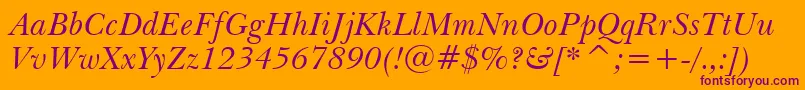 BaskervilleItalicWin95bt Font – Purple Fonts on Orange Background