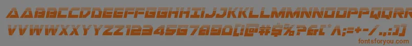 フォントLibertyislandhalfital – 茶色の文字が灰色の背景にあります。