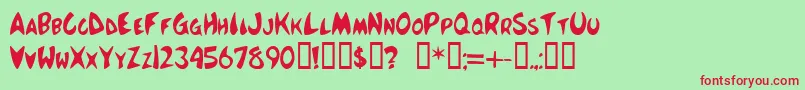 Boing Font – Red Fonts on Green Background