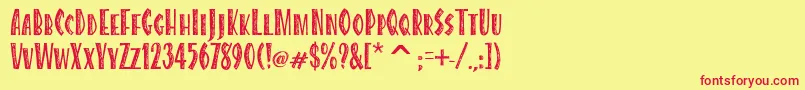 CaribbeanitcTtRoman-fontti – punaiset fontit keltaisella taustalla