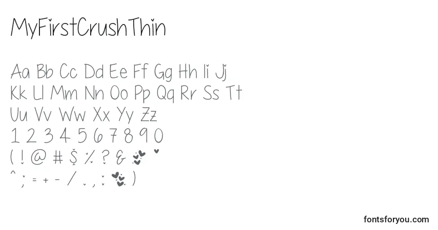 Schriftart MyFirstCrushThin – Alphabet, Zahlen, spezielle Symbole
