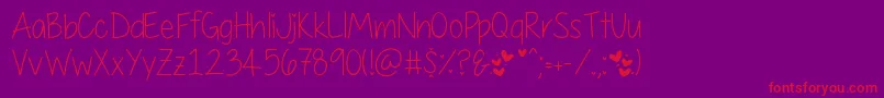 MyFirstCrushThin Font – Red Fonts on Purple Background