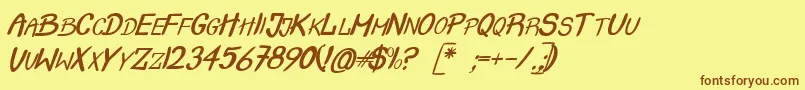 CrashItalic Font – Brown Fonts on Yellow Background