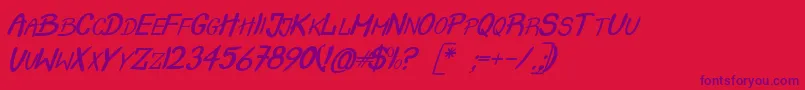 Fonte CrashItalic – fontes roxas em um fundo vermelho