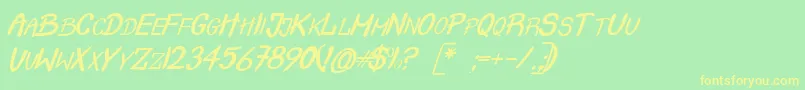 CrashItalic Font – Yellow Fonts on Green Background