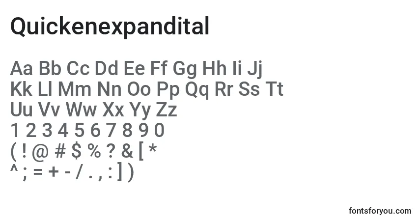 Quickenexpanditalフォント–アルファベット、数字、特殊文字