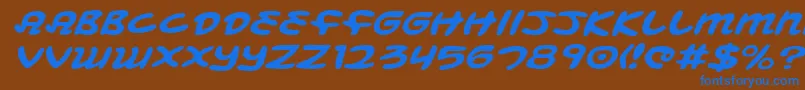 フォントMbeansei – 茶色の背景に青い文字