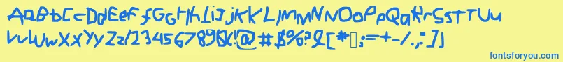 Шрифт ChickenScrabble – синие шрифты на жёлтом фоне