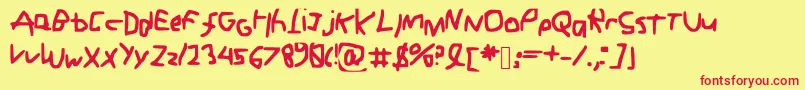 ChickenScrabble Font – Red Fonts on Yellow Background