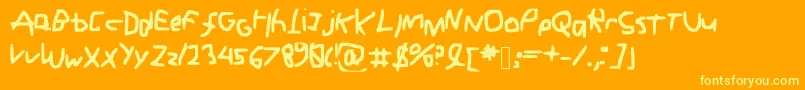 ChickenScrabble Font – Yellow Fonts on Orange Background