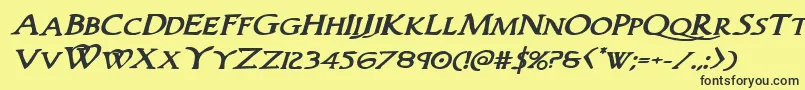 Woodgodboldexpandital Font – Black Fonts on Yellow Background