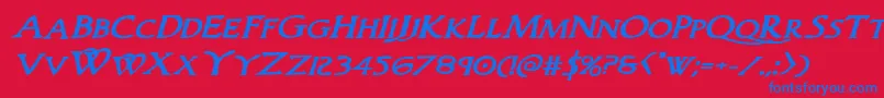 Woodgodboldexpandital Font – Blue Fonts on Red Background