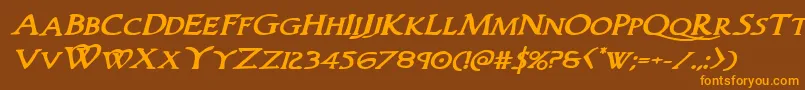 Woodgodboldexpandital Font – Orange Fonts on Brown Background