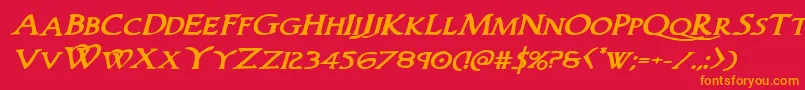 Woodgodboldexpandital Font – Orange Fonts on Red Background