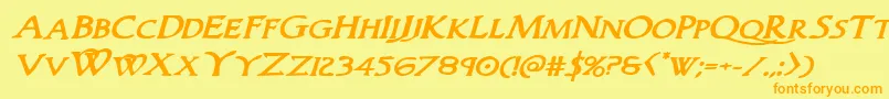 Woodgodboldexpandital Font – Orange Fonts on Yellow Background