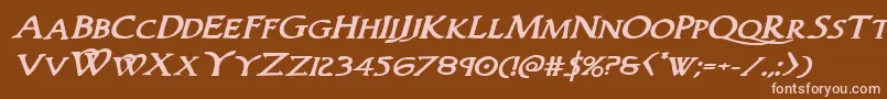 Woodgodboldexpandital Font – Pink Fonts on Brown Background