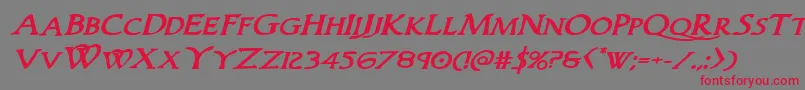 Woodgodboldexpandital Font – Red Fonts on Gray Background