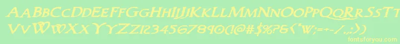 Woodgodboldexpandital Font – Yellow Fonts on Green Background