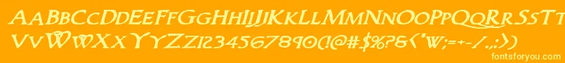 Woodgodboldexpandital Font – Yellow Fonts on Orange Background