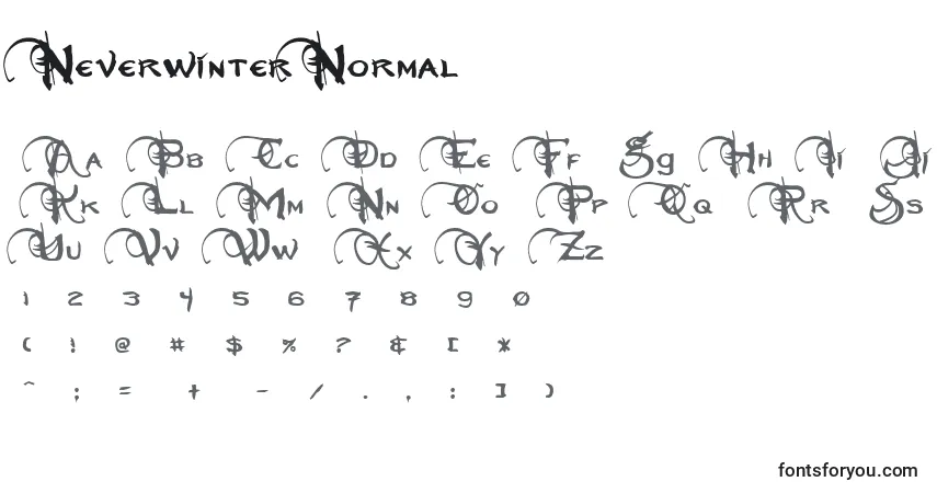 A fonte NeverwinterNormal – alfabeto, números, caracteres especiais