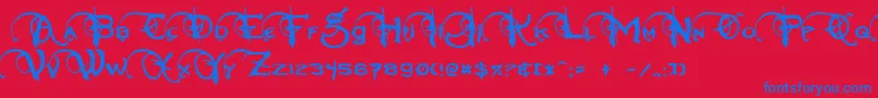 Fonte NeverwinterNormal – fontes azuis em um fundo vermelho