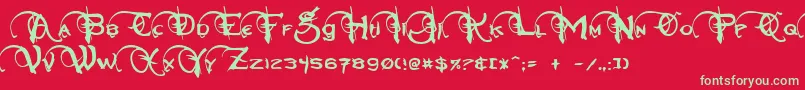 NeverwinterNormal Font – Green Fonts on Red Background