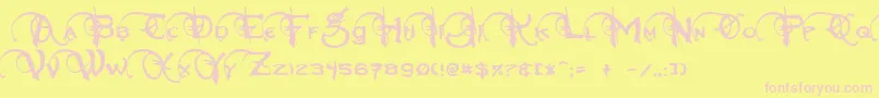 NeverwinterNormal-fontti – vaaleanpunaiset fontit keltaisella taustalla
