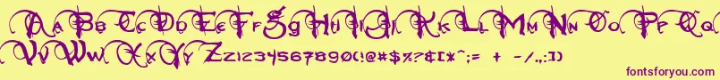 NeverwinterNormal Font – Purple Fonts on Yellow Background