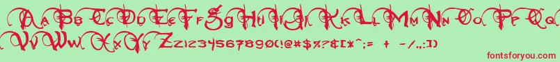 NeverwinterNormal Font – Red Fonts on Green Background
