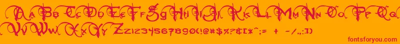 NeverwinterNormal Font – Red Fonts on Orange Background