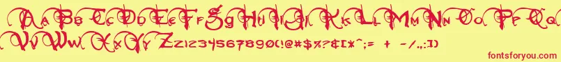 NeverwinterNormal Font – Red Fonts on Yellow Background