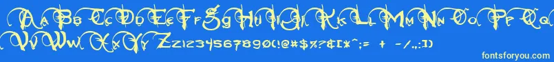 NeverwinterNormal Font – Yellow Fonts on Blue Background