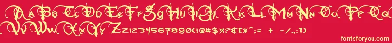 NeverwinterNormal Font – Yellow Fonts on Red Background