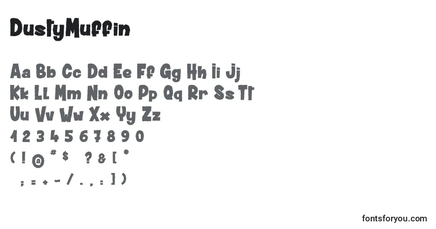DustyMuffin-fontti – aakkoset, numerot, erikoismerkit