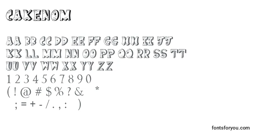 Czcionka CakeNom – alfabet, cyfry, specjalne znaki