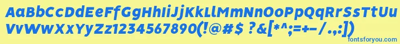 VisionBlackItalic Font – Blue Fonts on Yellow Background