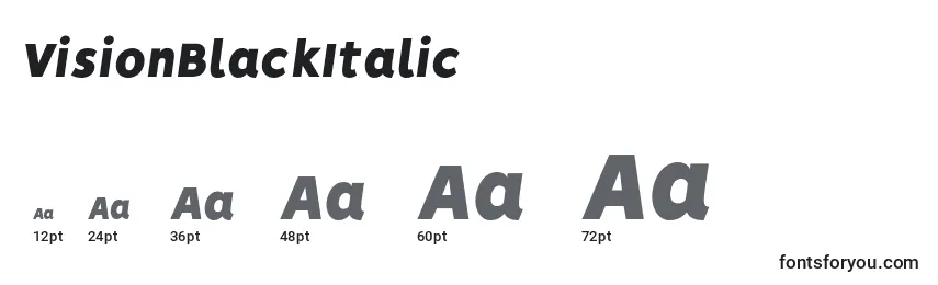 VisionBlackItalic Font Sizes