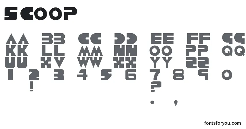 A fonte Scoop – alfabeto, números, caracteres especiais
