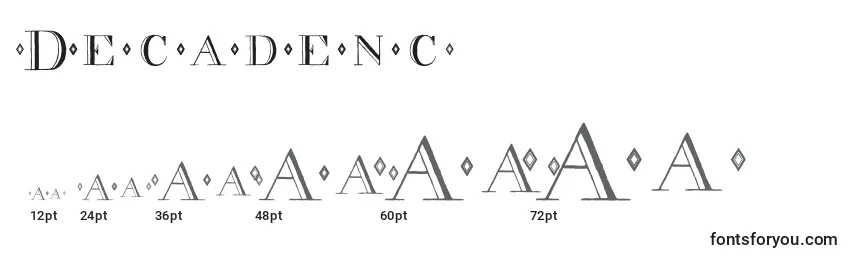 Размеры шрифта Decadenc