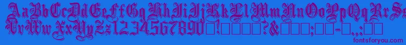 Embossedblack Font – Purple Fonts on Blue Background