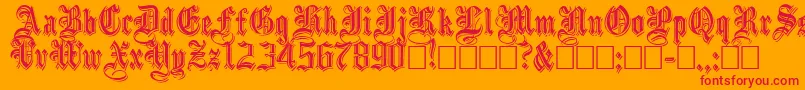 Embossedblack-Schriftart – Rote Schriften auf orangefarbenem Hintergrund